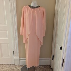 Vintage pale pink union made evening dress size L